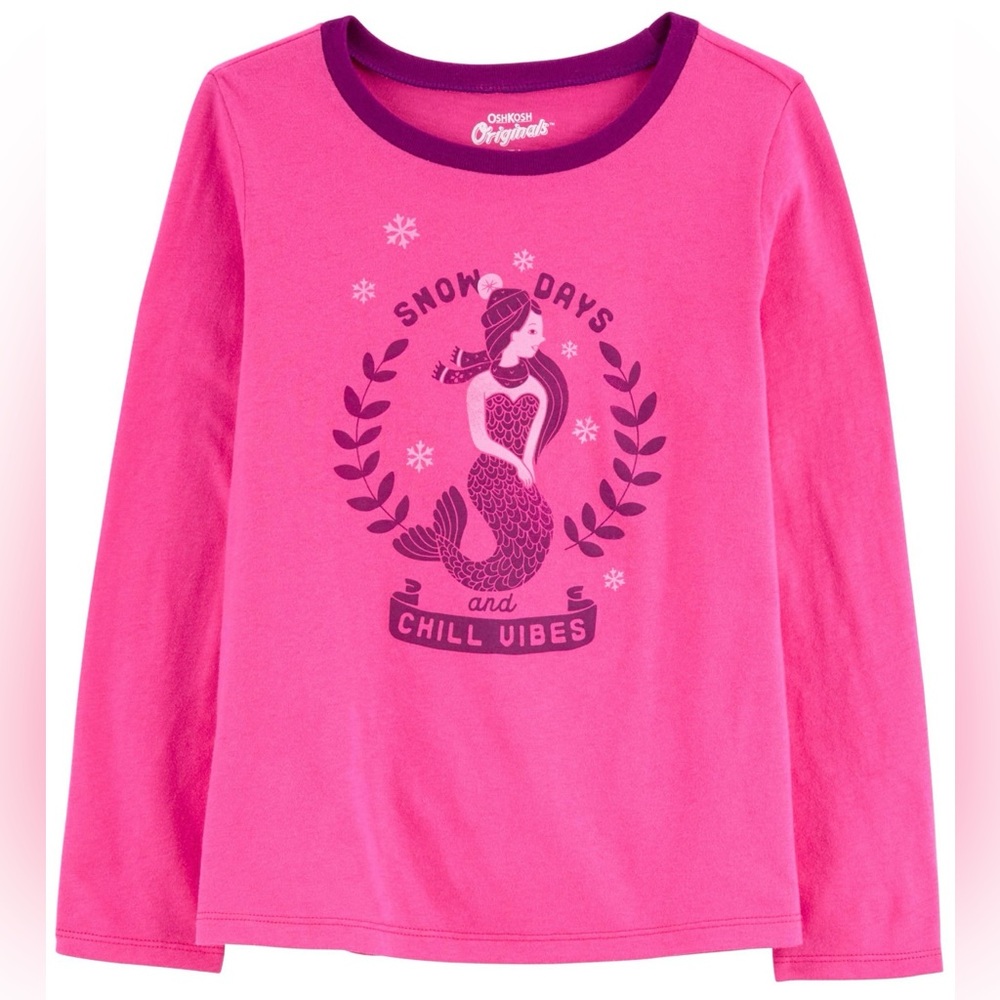 2/$12 💥 NEW (14) OshKosh Carters Pink Chill Vibes LS Graphic T-Shirt (3420)